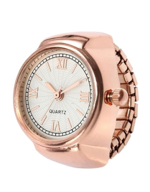 Ring Watch For Women Stainless Steel Gold Plated Stylish Strachable Gold Ring